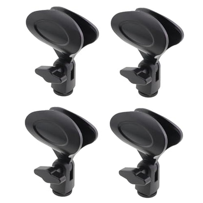 4PCS Black Universal Microphone Clip with Knob Microphone Mic Clip Spring Clip U Clip Plastic Stand Clip For Condenser Microphone Direct Broadcast Wired Microphone