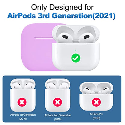Compatible with AirPods 3 Case, Protective Silicone Cover for AirPods 3rd Generation Case 2021, Wireless Charging - Light Purple - color: B-Light Purple