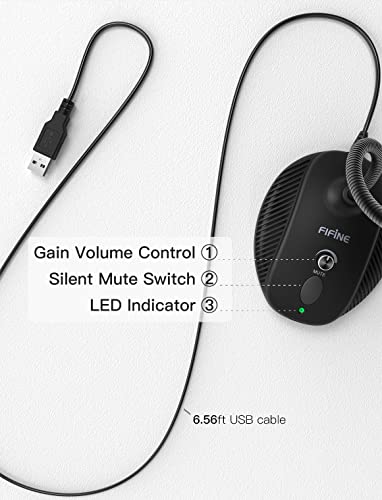 FIFINE USB Computer Microphone, Plug &Play Desktop Condenser PC Laptop Mic,Mute Button with LED Indicator, Compatible with Windows/Mac, Ideal for YouTube,Zoom,Recording,Twitch Games(K054)