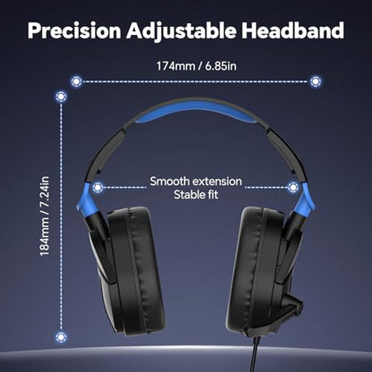 QXQ Wired Gaming Headset for PS5/PS4/PC/Switch - 3.5mm Over-Ear Headphones with Noise-Canceling Mic - RGB LED Light - Deep Bass Stereo Surround Sound - Soft Memory Foam Earpads (Dark Blue) - color: Dark Blue