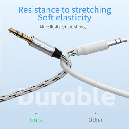 Aux Cable (50FT), [Copper Shell, Hi-Fi Sound] 3.5 mm Male to Male Braided Auxiliary Cord Compatible with Headphone, Smartphone, Home/Car Stereo, Speaker, Echo & More (50FT) - size: 50FT