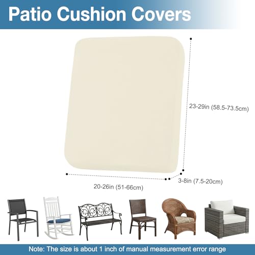 Waterproof Outdoor Cushion Covers, Stretch Patio Slipcovers | UV Resistant Coating, Stretch Fabric, Waterproof Protection, Replacement Covers, Fits Patio Furniture Cushions (4 Pieces) - color: Beige, size: 4PCS