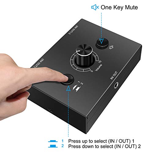 Audio selector 3.5mm Audio Switch Audio Switcher, Passive Speaker Headphone Manual Selector Splitter Box Audio Sharing (2-IN-1-OUT/1-IN-2-OUT)