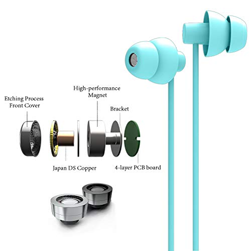 MAXROCK Sleep Earbuds,Ultra Soft Lightweight Sleep Earphones Headphones with Volume Control and Mic for Insomnia, Side Sleeper, Snoring, Air Travel, Meditation & Relaxation (Acid Blue) - color: acid blue