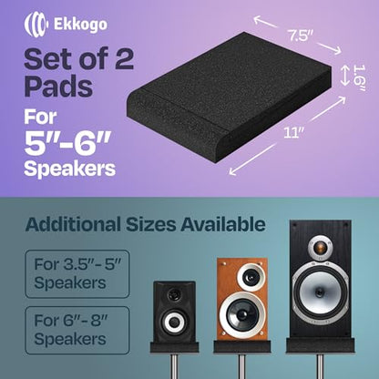 Studio Monitor Isolation Pads Premium Acoustic Foam Elevates Audio Ideal for 5 Inch Speakers Enhanced with Vibredux HD Foam for Superior Isolation - size: For 5″ Monitors