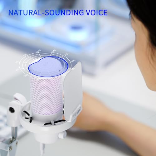 FEELWORLD VM1 White USB Gaming Condenser Microphone for pc, Boom Arm Stand - color: White
