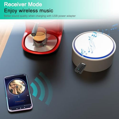 USB Bluetooth 5.0 Transmitter Receiver, 2-in-1 Mini Wireless Audio Adapter, 3.5mm Bluetooth AUX Adapter for TV PC Headphones Speakers Car/Home Stereo System, USB Power Supply