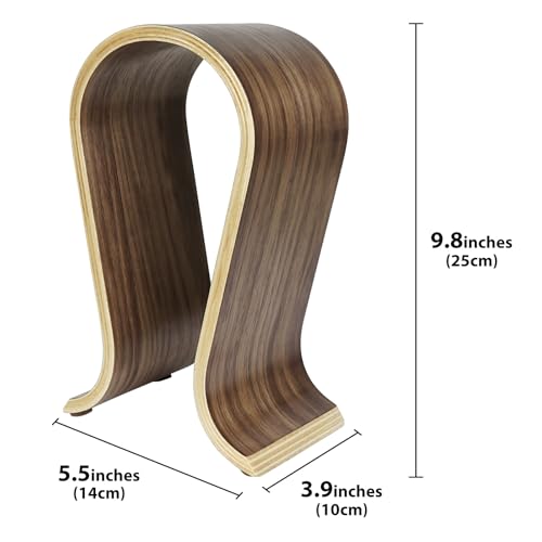 Linkidea Wooden Headphone Stand, Omega Headset Holder Desk Display Hanger for Over-Ear Gaming Headphones Compatible with Audio-Technica, Bose, AKG, Sennheiser, Beats, Sony
