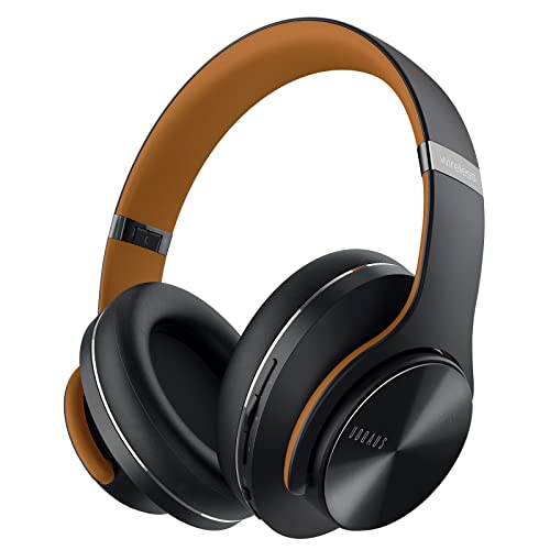 DOQAUS Bluetooth Headphones Over Ear, 90H Playtime, 3EQ Mode, with ENC Mic | Hifi Stereo Sound, Lightweight, Headphones Wireless with Soft Memory Foam Earpads, Deep Bass for Home Office Cellphone PC - color: Brown