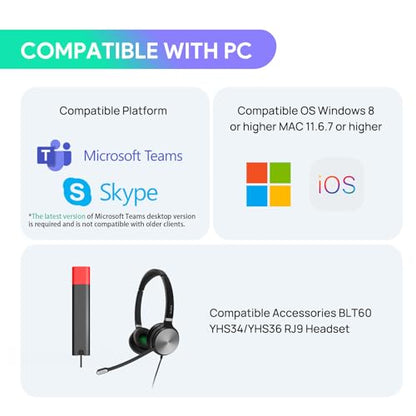 Yealink MP45 Microsoft Teams Certified USB Desk Phone,Cost-Effective Alternative to MP50,NOT SIP/VoIP Phone | Plug&Play via USB-A/C Cable | Powered by Computer | Dedicated for Teams & Skype