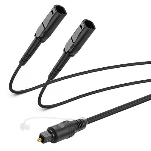 MEIRIYFA Digital Optical Splitter Adapter Cable 1 in 2 Out | Toslink Digital Fiber Optic Audio Splitter 1 Male Input 2 Female Output Cable for Home Theater,TV,Receiver,Sound Bar - 0.3M - style: 1 Male to 2 Female