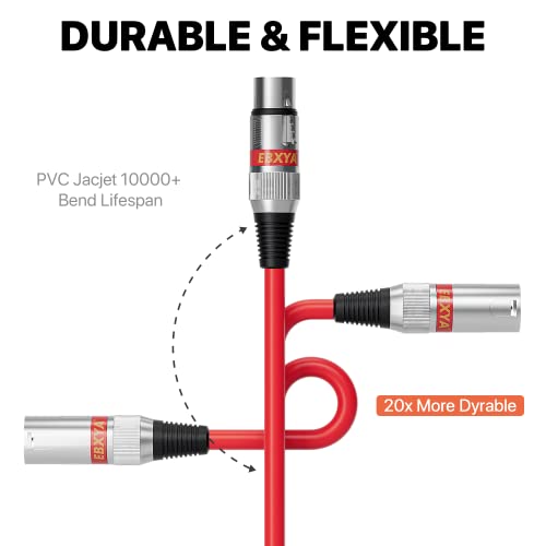 EBXYA XLR Cable 6ft 4 Pack - 3 Pin Balanced Male to Female Mic Cable - color: 4 Colors, size: 6ft
