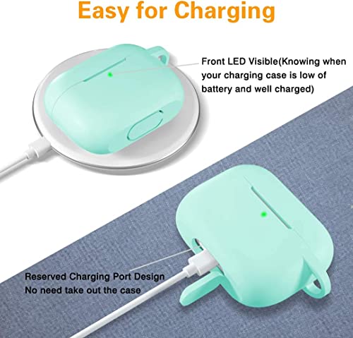 Lerobo for AirPods Pro 2 Case with Keychain, Mint Green | Soft Silicone Protective Cover Compatible with Apple AirPod Pro Case for Women Men, Scratchproof, Shockproof, Dustproof - color: Mint Green