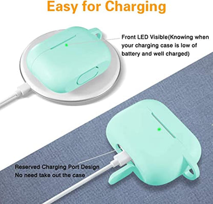 Lerobo for AirPods Pro 2 Case with Keychain, Mint Green | Soft Silicone Protective Cover Compatible with Apple AirPod Pro Case for Women Men, Scratchproof, Shockproof, Dustproof - color: Mint Green