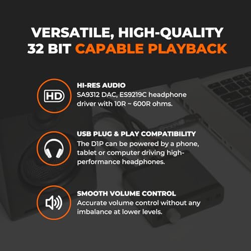 Audioengine D1P Portable Headphone Amplifier and DAC, 32-Bit USB DAC Amp | For Gaming, Music Streaming and Travel - size: Portable