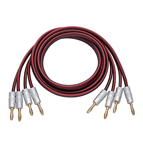 Audiophile Grade Speaker Cable with Gold Plated Banana Plugs,Oxygen-Free Copper (OFC) 13AWG, (3.3 Feet 1 M), Pair…… - size: 3.3 ft