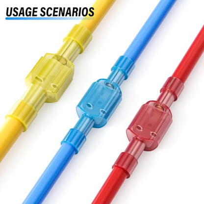 TAILONZ 120PCS Nylon Spade Connectors Kit | 22-18 AWG / 16-14 AWG / 12-10 AWG Waterproof Insulated Electrical Crimp Terminals for Automotive & Marine Wiring