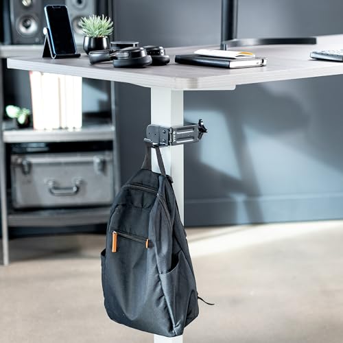 VIVO Black Clamp-on Hook for Desktop and Desk Leg Mounting, Mount-HLC1 | Steel Clip Holder for Office Accessories, Hanger for Bags, Headphones, and More, Workstation Organizer