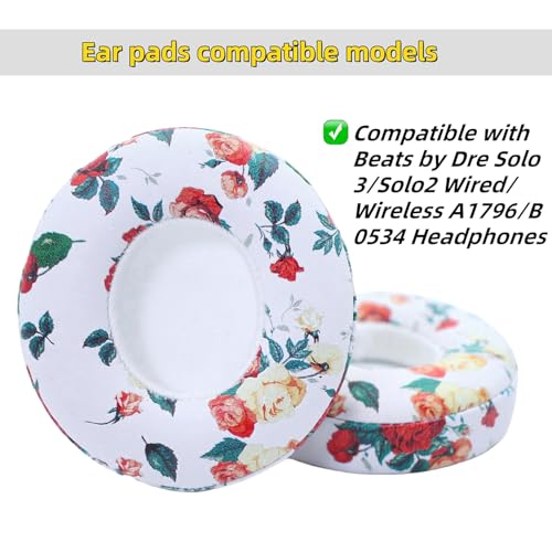 Earpads for Beats Solo 3 & Solo 2 On-Ear Headphones - ICY White | Fit for Beats Solo 3/Solo 2 Wired/Wireless A1796/B0534 Headphone, Dust Proof Protein Leather Cushions with Memory Foam Covers - color: Icy White