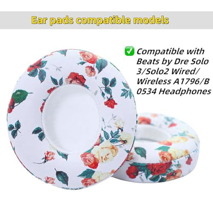 Earpads for Beats Solo 3 & Solo 2 On-Ear Headphones - ICY White | Fit for Beats Solo 3/Solo 2 Wired/Wireless A1796/B0534 Headphone, Dust Proof Protein Leather Cushions with Memory Foam Covers - color: Icy White