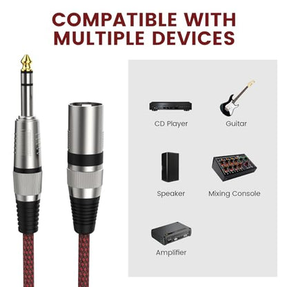 BIFALE 1/4'' TRS to XLR Male Cable - 6 FT 2Pack, Balanced Mic Cable for Power Speaker, Mixer, Amplifier and More - size: 6FT 2Pack, style: TRS/XLR Male