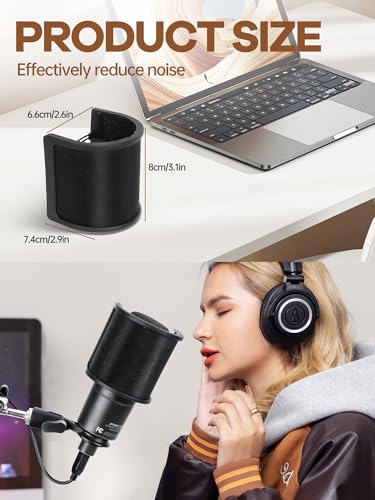YOUSHARES Mic Pop Filter - Upgraded Three Layers Windscreen Mask Shield Compatible with AT2020 USB Gaming Microphone, Suitable for 35 mm to 50 mm Microphones