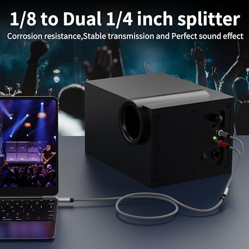 1/8 Stereo to Dual 1/4 Mono Cable 3ft, 3.5mm to Dual 1/4 Cable, 1/8 inch TRS Stereo to Dual 1/4 inch TRS Splitter - color: 3.5mm to 2x6.35mm Audio Cable, size: 3 feet