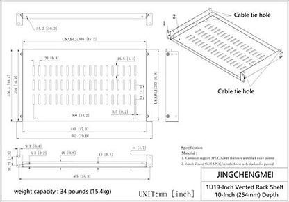 2 Pack 1U Vented Cantilever Server Rack Shelf 10" Depth | Disassembled Universal Rack Mount Trayfor 19-inch Network Cabinet or Equipment Rack (10V2PC) - size: 10V2PC