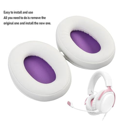 Replacement Ear Pads for ATHM50X M40X M30X M50, Comfortable Protein Leather Headphone Cushions, Sound Insulation Earpads for Studio Headphones, White Purple - color: White Purple
