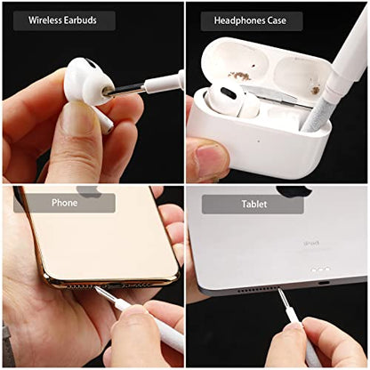 2PCS Bluetooth Earbuds Cleaning Pen, Wireless Headphones Cleaning Tool Multi-Function Cleaner Kit with Soft Brush for Earphones, Charging Box Accessories, Phone, Camera