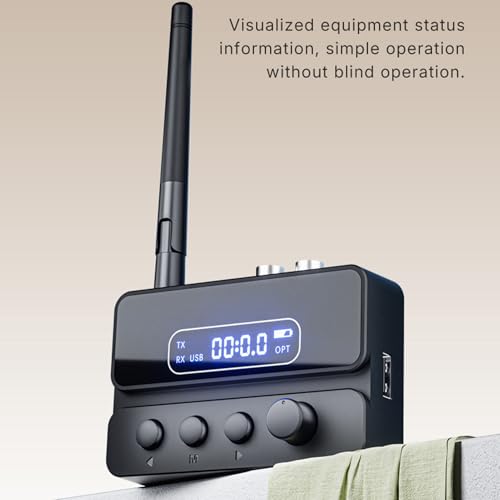 Eujgoov Bluetooth 5.3 Transmitter and Receiver Low Latency Wireless Audio Adapter for Speaker Music Streaming Stereo System