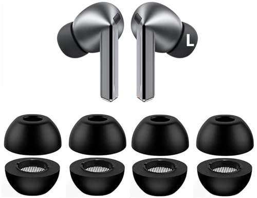 Foam Ear Tips Replacement for Galaxy Buds 3 Pro Ear Tips Memory Foam, Fit in Case, L Size 4 Pairs, Black Large (Buds3ProFoamL4p) - size: Large