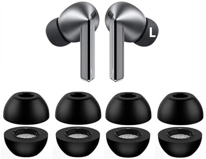 Foam Ear Tips Replacement for Galaxy Buds 3 Pro Ear Tips Memory Foam, Fit in Case, L Size 4 Pairs, Black Large (Buds3ProFoamL4p) - size: Large