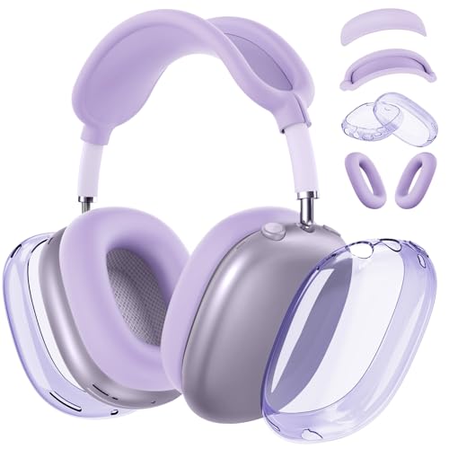 Silicone Case Cover for AirPods Max 2/1 Headphones (2026/2024/2020)(Purple) - color: Clear Purple-T