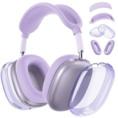 Silicone Case Cover for AirPods Max 2/1 Headphones (2026/2024/2020)(Purple) - color: Clear Purple-T