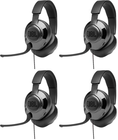 JBL Quantum 200 - Wired Over-Ear Gaming Headset with Voice Focus Directional flip-up mic and Memory Foam Ear Cushions (Black),(Pack of 4) - size: Large (Pack of 4)