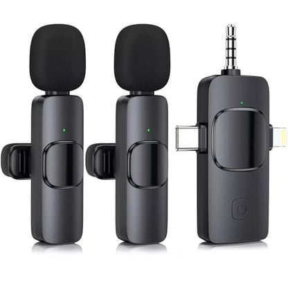 Mini Microphone, 3 in 1 Wireless Microphone for iPhone, iPad, Android, Camera, Professional Wireless Lavalier Lapel Mics for Recording, YouTube, TikTok - style: Lightning+USB C+3.5mm Jack