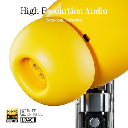 Nothing Ear (a) Wireless Earbuds, 45dB Hybrid Noise Cancelling Earbuds, Hi-Res Audio, Advanced Equaliser, Dual Connect, 6 Mics, 42.5H Playtime Ear Buds Wireless Bluetooth, Yellow - color: Yellow