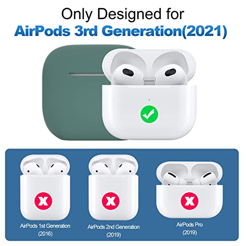 Compatible with AirPods 3 Case, Protective Silicone Cover for AirPods 3rd Generation Case 2021, Wireless Charging - Grey Green - color: A-Grey Green