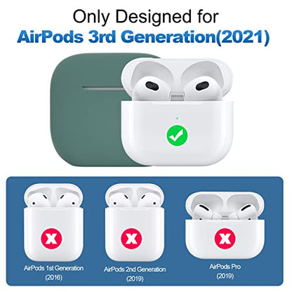 Compatible with AirPods 3 Case, Protective Silicone Cover for AirPods 3rd Generation Case 2021, Wireless Charging - Grey Green - color: A-Grey Green