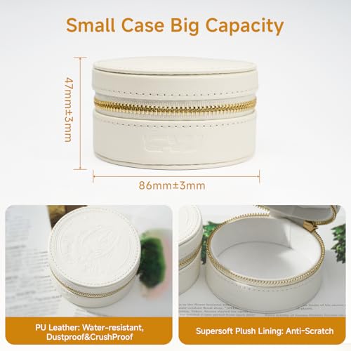 Earbud Case Leather Storage Box Earbud Protective Carrying Case - White
