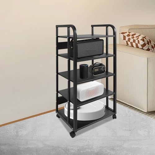 5-Tier AV Media Stand, Stereo Components Storage Cabinet, Movable Audio Rack Tower Player Stand for Living/Gaming/Recording Room - size: 5-Tier
