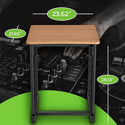 GEARit 12U Audio Rack, 19 Inch Steel AV Rack, Server Rack and Network Rack Stand with Flat Oak Top, Rack for Music Gear, Mixers, Network Equipment, Server Hardware and Audio Components