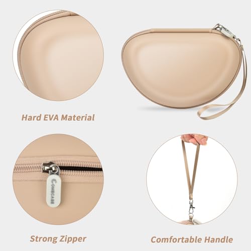 COMECASE Case for Beats Solo 4/Studio Pro Headphones with Mesh Pocket | Water-Resistant Hard Shell, Wrist Strap for Easy Carrying, Travel Storage, Fits Solo 2/3, Solo Pro and Studio3, Beige - color: Beige