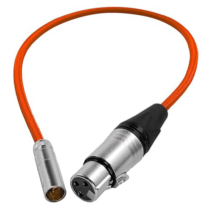 KONDOR BLUE | 16 Inch Mini XLR (TA3) 3-Pin Male to XLR Female Audio Cable | Braided On-Rig Mic Cable for Blackmagic Design Pocket Cinema Camera 4K 6K, for Canon EOS C70 | Red - color: Red