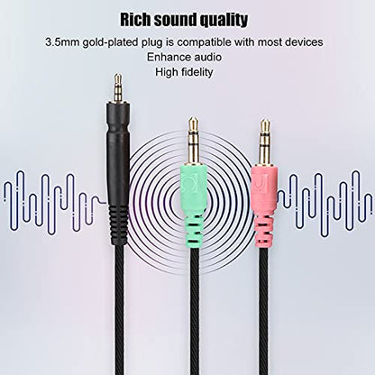 Gaming Headphone Cable, 3.5mm Audio Cable, 4.3ft Headphone Replacement Cable Compatible with Sennheiser G4ME ONE PC 373D PC37X GSP350 500 600 Aux Cord Wire (Phone Version) (Pack of 2) - size: PC version (Pack of 2)