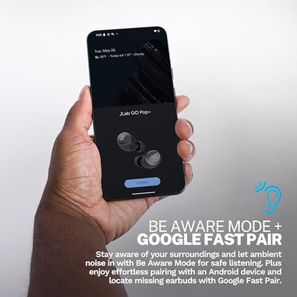 JLab, Go Air Pop+ Tones, True Wireless Earbuds, Bluetooth, IPX4, Dual Connect, 728 N | Wireless Earbuds with Charging Box, Bluetooth Headphones with Microphone, Dual Connect, App - color: E-728 N, style: Tones+