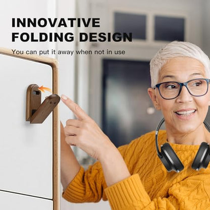 Wood Headphone Hanger Wall Mount Stand，Foldable Headset Holder Hook | Sticky Headset Hook,Under Desk Headphone Hanger,Gaming Accessories for Desk,Compatible with Airpods Max,Clamp for Audio