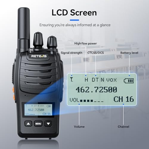Retevis H777D Walkie Talkies with LCD Screen(10 Pack) | for Restaurant, Retail, Warehouse, School,Durable, Portable, FRS, Rechargeable, Emergency Alarm, License Free,USB-C - style: With LCD Screen