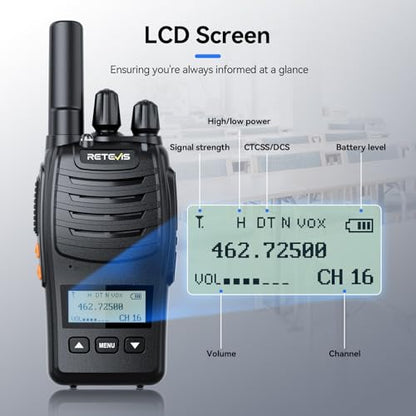 Retevis H777D Walkie Talkies with LCD Screen(10 Pack) | for Restaurant, Retail, Warehouse, School,Durable, Portable, FRS, Rechargeable, Emergency Alarm, License Free,USB-C - style: With LCD Screen